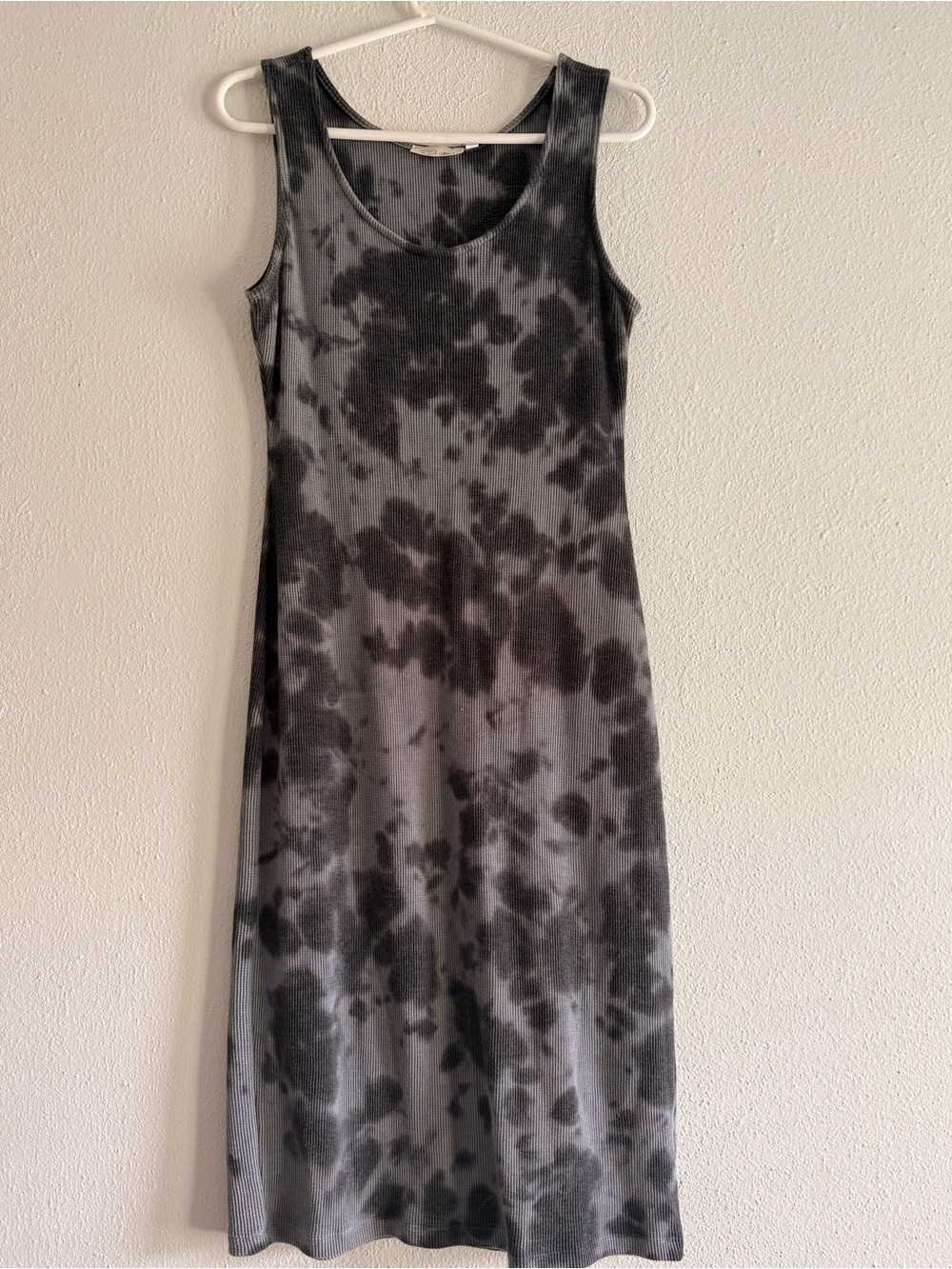 Sleeveless Tie-Dye Acid Wash Ribbed Midi Dress